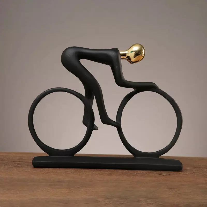 Modern Abstract Resin Bicycler Cyclist Statue Bicycle Rider Statue Bike Racer Rider Figurine Office Living Room Decor | Designix -  Gold   - https://designix.fr/