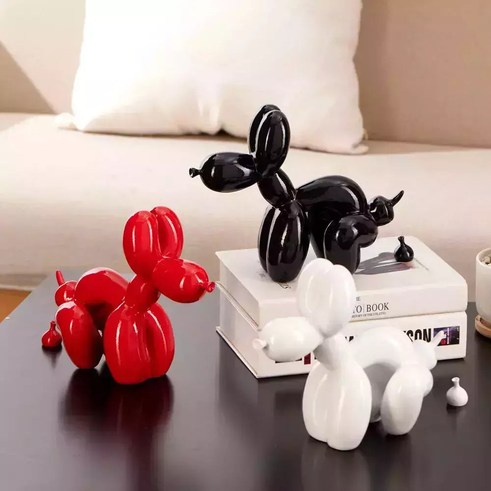 Vilead Funny Balloon Pooping Dog Sculptures Resin Pop Art Statue White Red Ornament Bathroom Home Decoration Accessories Object | Designix -     - https://designix.fr/