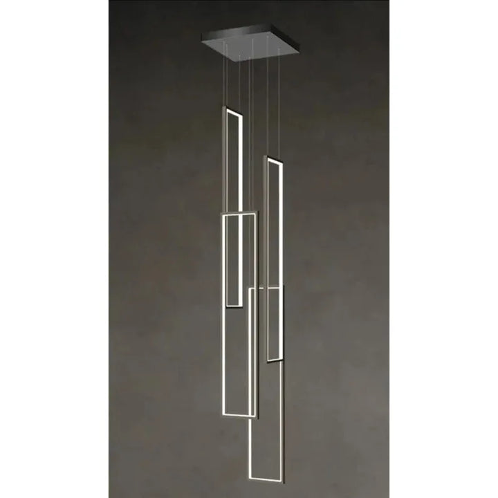 lampe plafond suspendu rectangulaire | Designix -  4 light black Remote control  - https://designix.fr/