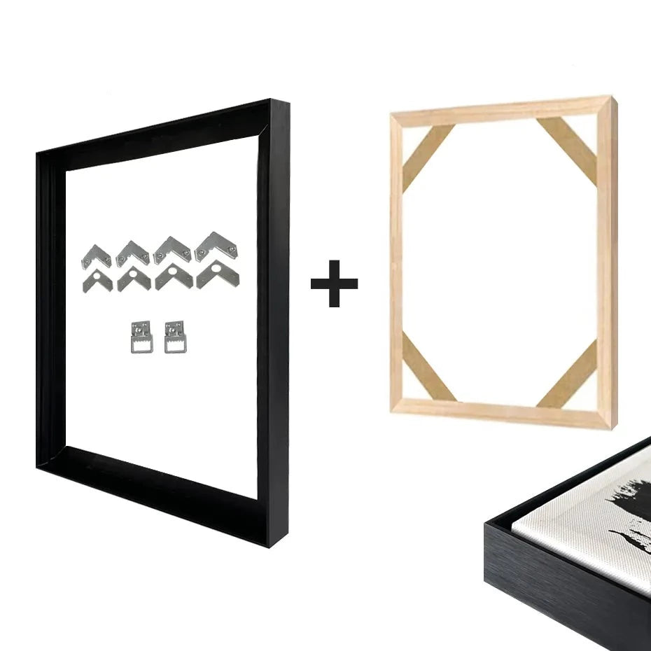 Kit Cadre Flottant pour Toile | Élégance Minimaliste | Designix - Cadres Tableaux Noir Matt 30x30 cm  - https://designix.fr/