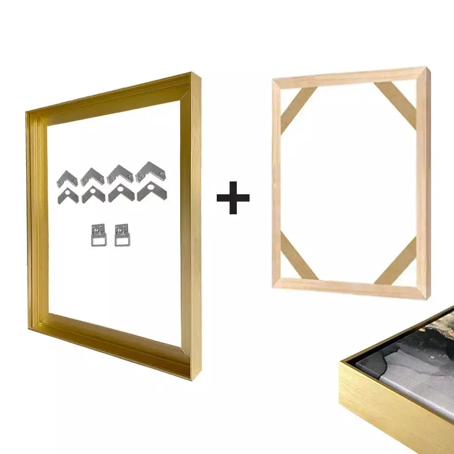 Kit Cadre Flottant pour Toile | Élégance Minimaliste | Designix - Cadres Tableaux Doré 30x30 cm  - https://designix.fr/