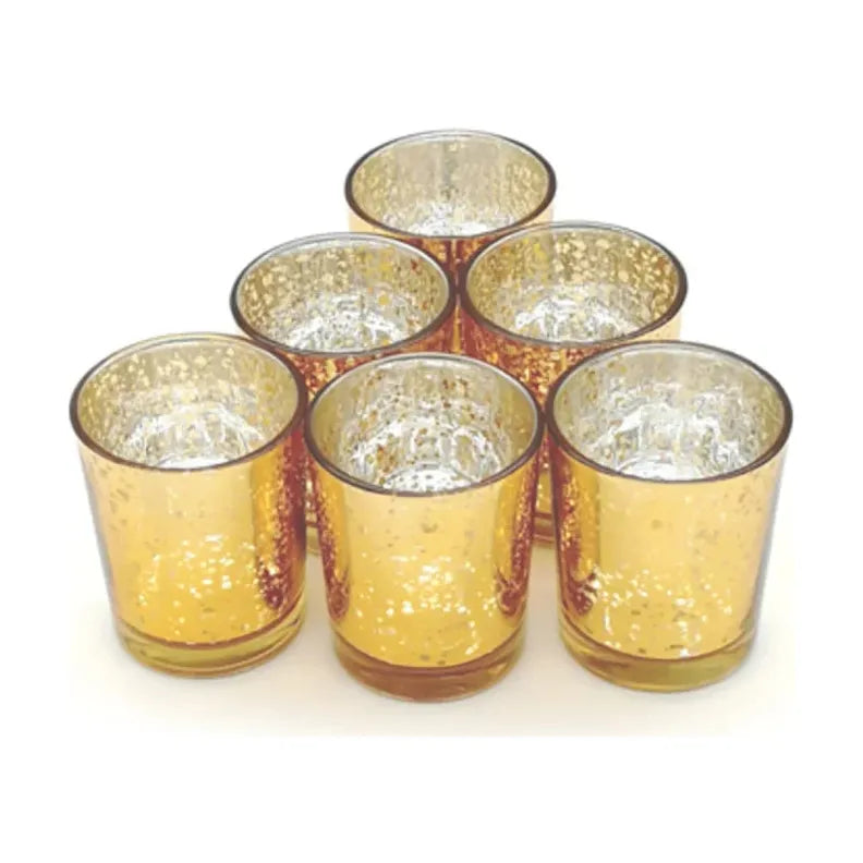 Gold Votive Candle Holder 12Pcs Speckled Glass Tealight for Wedding Parties Hotel Cafe Bar Birthday Home Decoration Party Gift | Designix -  Gold outside 12 pcs   - https://designix.fr/