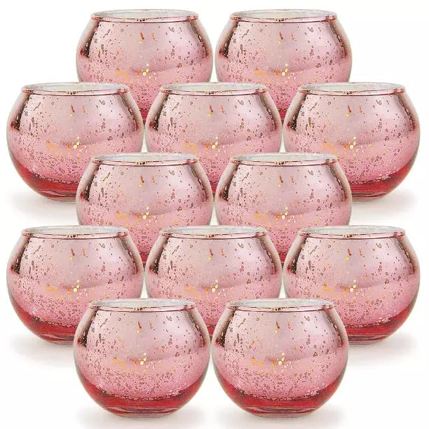 Glass Candle Holder Votive Mercury Tealight Candle Holder Wedding Parties Hotel Cafe Bar Home Yoga Studio Decoration Ornaments | Designix -  Rose gold 12 pcs   - https://designix.fr/