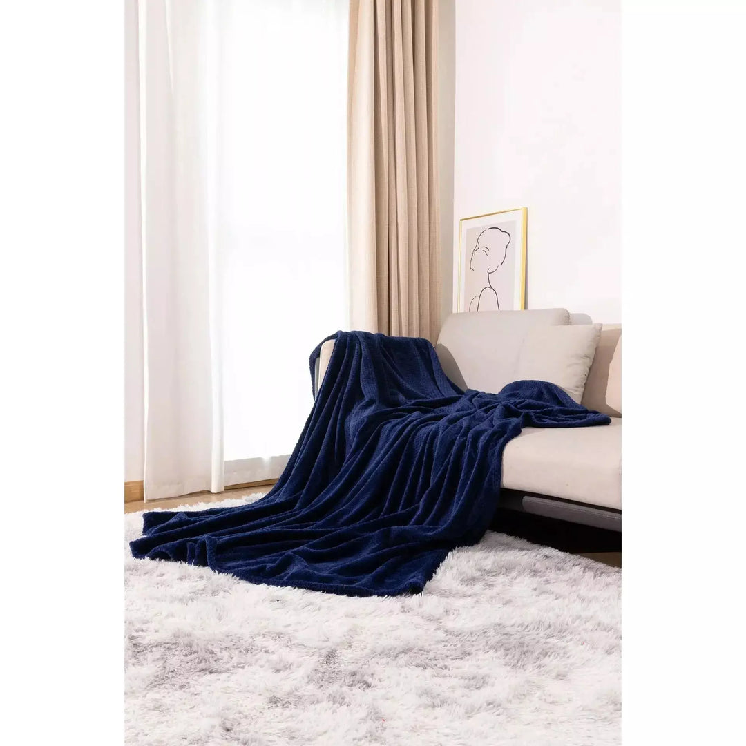 plaid chaud et doux grande taille | Designix -  corn navy 100x150cm  - https://designix.fr/