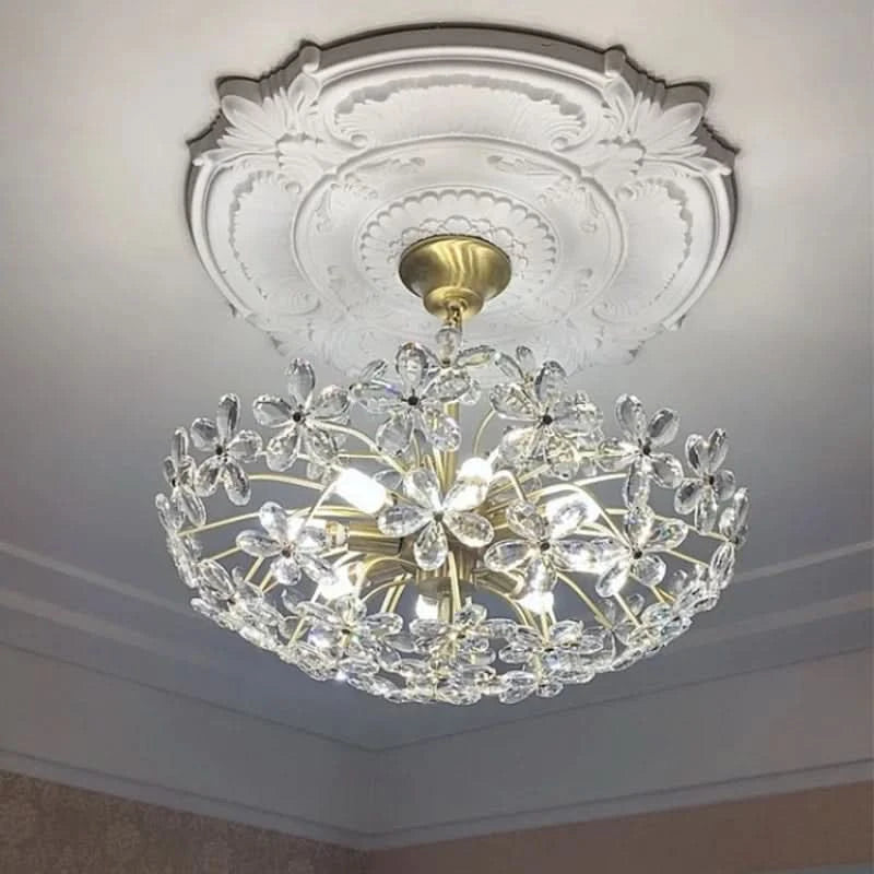 lustre plafond rétro fleur cristal led luxe décoration | Designix - Luminaire - https://designix.fr