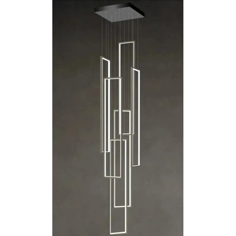 lampe plafond suspendu rectangulaire | Designix -  6 light black Remote control  - https://designix.fr/