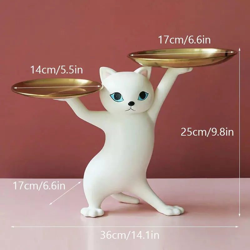 Vilead Resin Creative Cat Figurines Storage Tray Key Holder Animal Model Statue Home Living Room Porch Ornaments Decoration Gift | Designix -  C   - https://designix.fr/