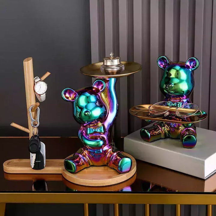 Ceramic Colorful Plating Bear Storage Box Home Living New Room Desktop Storage Tray Decorative Statue Money Box Ornaments | Designix -     - https://designix.fr/