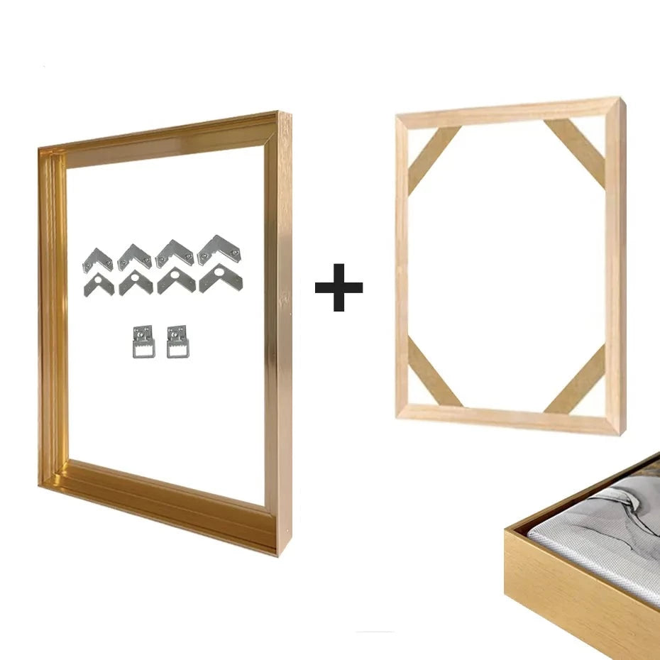 Kit Cadre Flottant pour Toile | Élégance Minimaliste | Designix - Cadres Tableaux Titane Or 30x30 cm  - https://designix.fr/