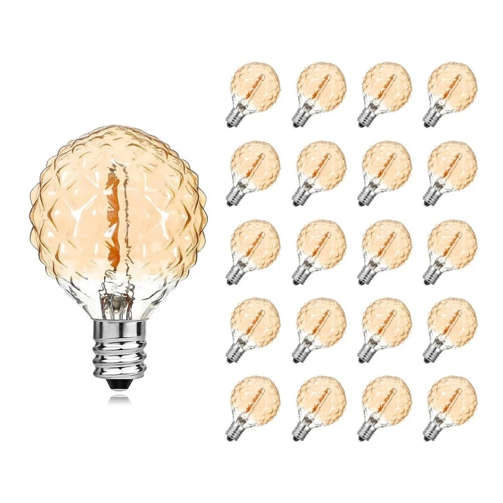20pcs Vintage Pineapple LED Filament Light Bulb E12 220V G40 1W Edison Led Light Bulbs Garden Lighting Garland Replace Bulbs | Designix -     - https://designix.fr/