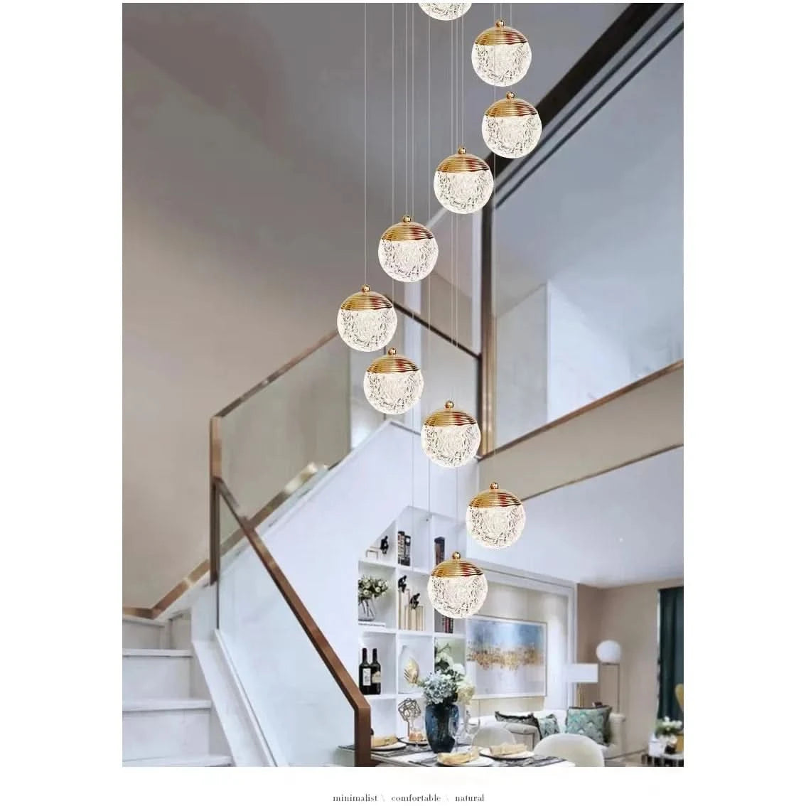 Round Ball Acrylic LED Pendant Light Nordic Indoor Lighting Living Room Decor Dining Tables Bedside Bedroom Hanging Lamp | Designix -     - https://designix.fr/