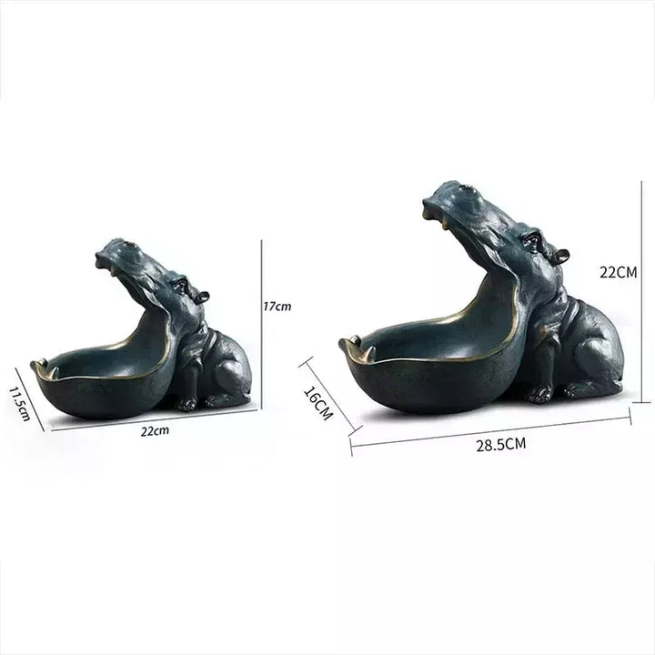 Resin Hippo Statue Sculpture Figurine Key Candy Storage Ornaments Container Decoration Home Table Decoration Accessories Gift | Designix -     - https://designix.fr/