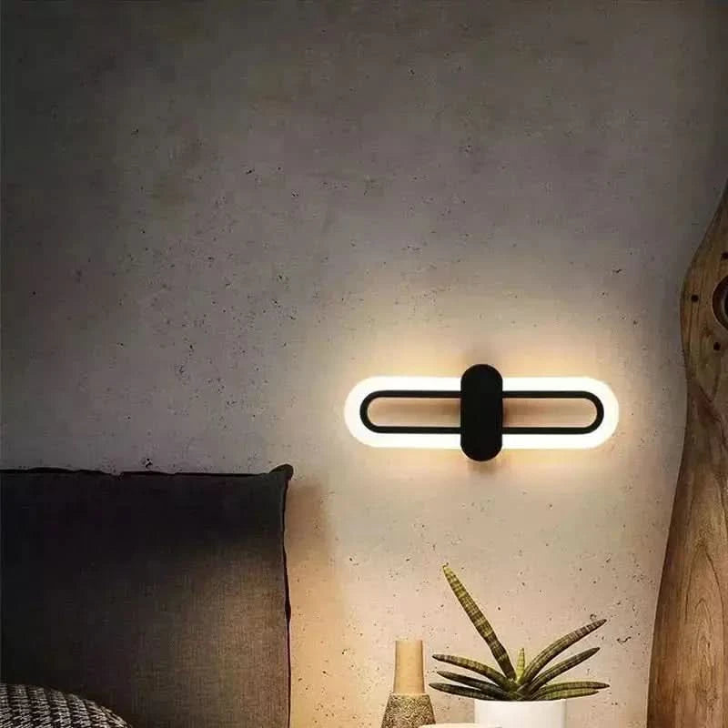 Oval Acrylic Corridor Lamp LED Wall Lamp Home Background Decoration Bedroom Aisle Bedside Living Room Black Gold Wall Light | Designix -     - https://designix.fr/