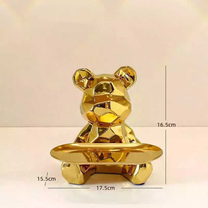 Ceramic Geometric Bear Ornament Coin Bank Home Living Room Desktop Remote Control Key Storage Tray Decorative Statue Gift | Designix -  A   - https://designix.fr/