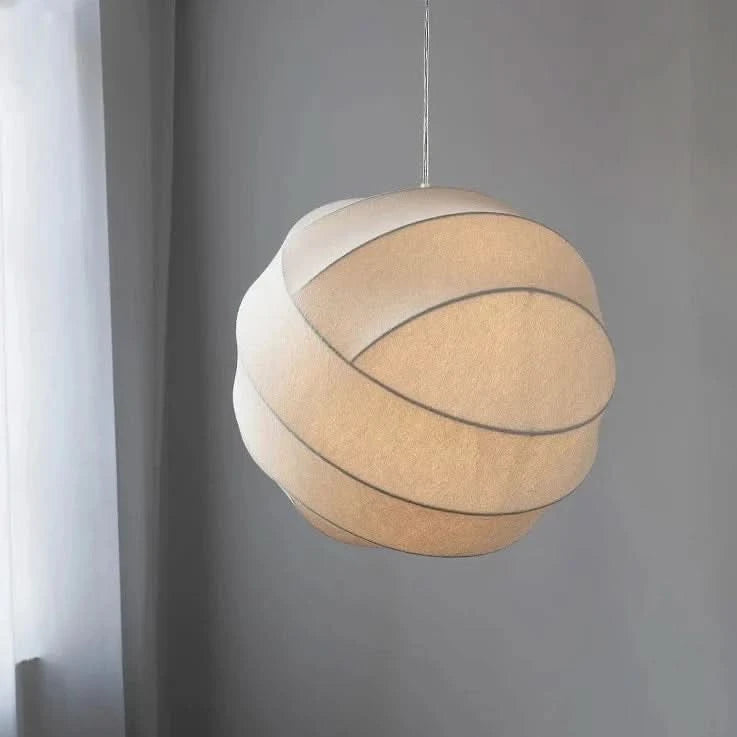 Lustre boule design en tissu style soie fait à la main | Designix - Luminaire - https://designix.fr