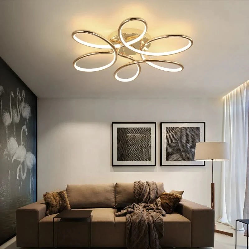 Lustre plafond LEDs aluminium doré décoration | Designix - Luminaire - https://designix.fr