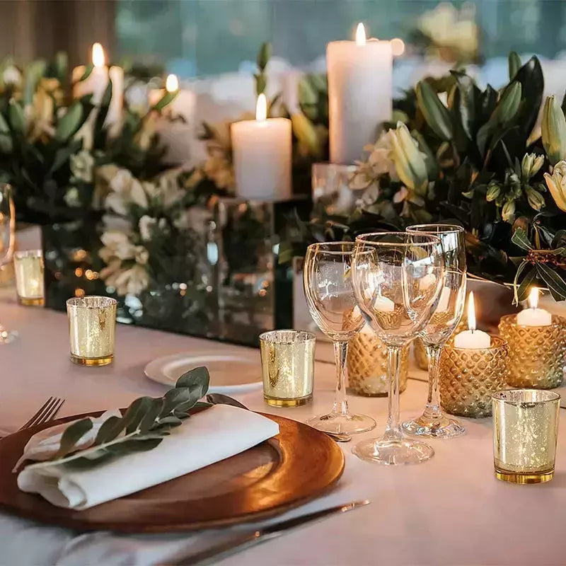 Gold Votive Candle Holder 12Pcs Speckled Glass Tealight for Wedding Parties Hotel Cafe Bar Birthday Home Decoration Party Gift | Designix -     - https://designix.fr/