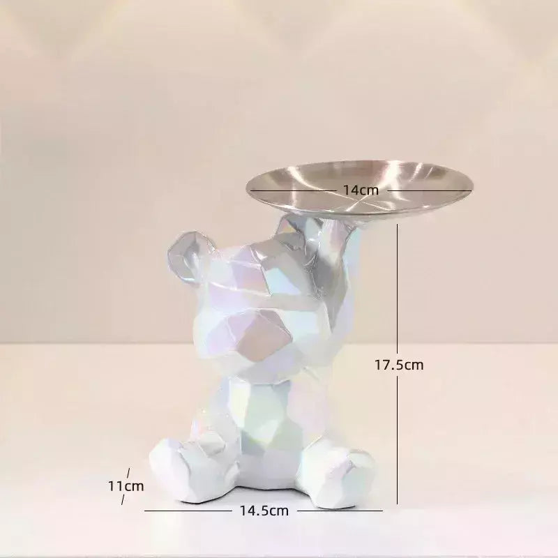 Ceramic Geometric Bear Ornament Coin Bank Home Living Room Desktop Remote Control Key Storage Tray Decorative Statue Gift | Designix -  I   - https://designix.fr/