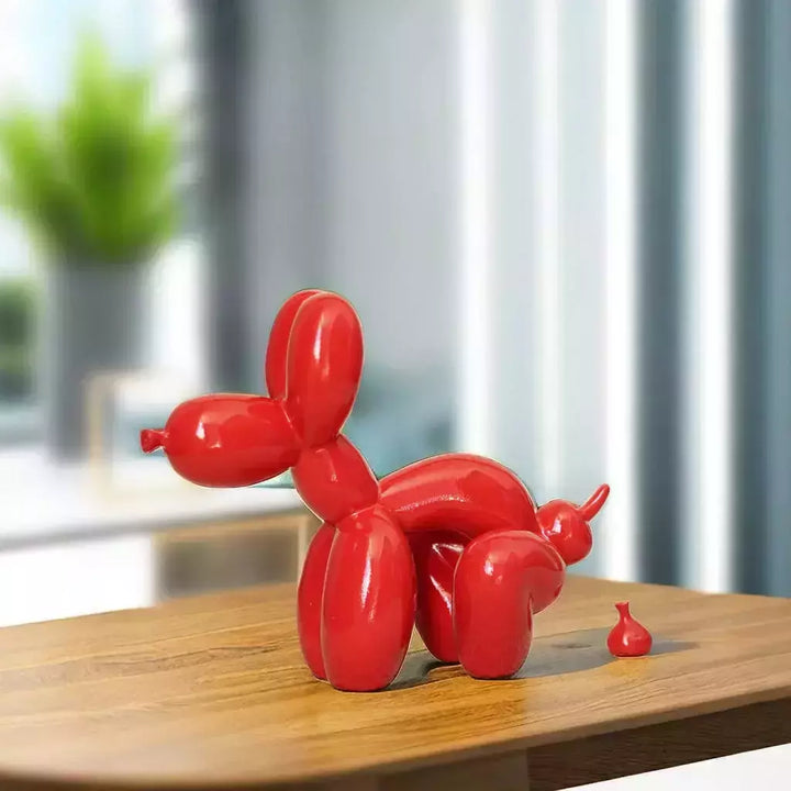 Vilead Funny Balloon Pooping Dog Sculptures Resin Pop Art Statue White Red Ornament Bathroom Home Decoration Accessories Object | Designix -     - https://designix.fr/