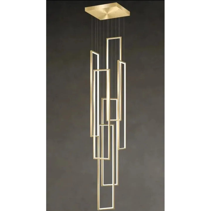 lampe plafond suspendu rectangulaire | Designix -  6 light gold Remote control  - https://designix.fr/