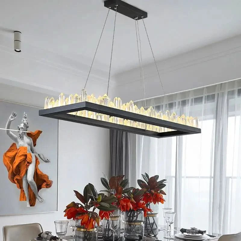 Plafonnier LED en cristal noir et blanc au design moderne | Designix - Luminaire - https://designix.fr