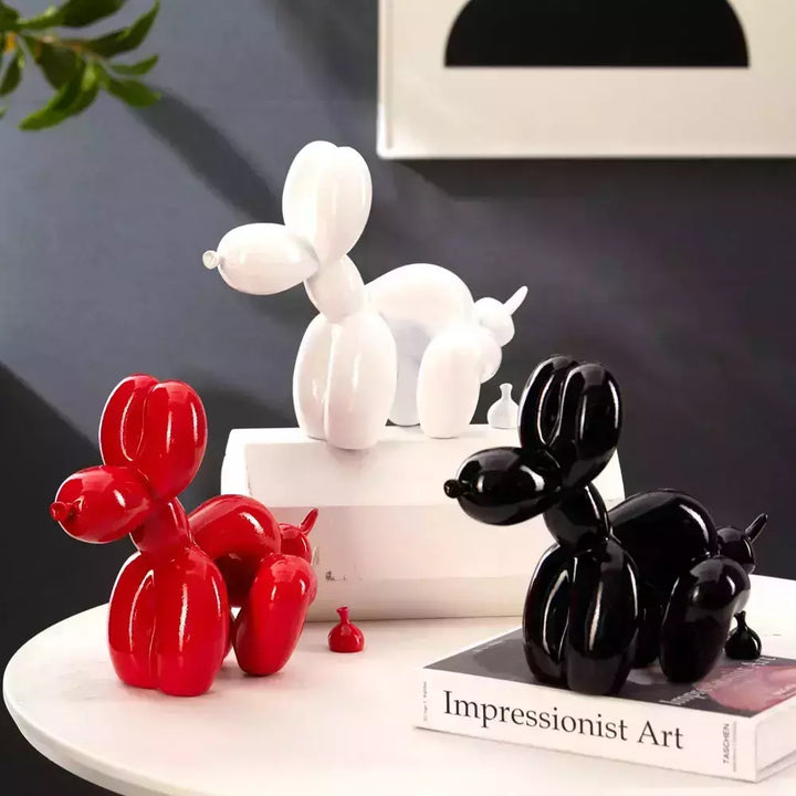 Vilead Funny Balloon Pooping Dog Sculptures Resin Pop Art Statue White Red Ornament Bathroom Home Decoration Accessories Object | Designix -     - https://designix.fr/