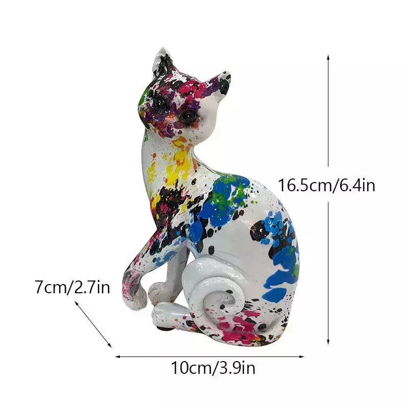 Vilead Resin Graffiti Cat Figurine Creative Multicolor Statue Animal Sculpture Modern Home Office Desktop Decoration Accessories | Designix -  C   - https://designix.fr/