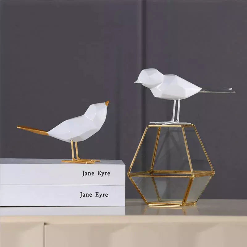 Modern Cute Resin Bird Figurine European Ornaments Geometric Origami Animal Statue Home Office Bird Sculpture Abstract Decorati | Designix -     - https://designix.fr/