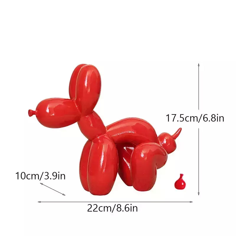 Vilead Funny Balloon Pooping Dog Sculptures Resin Pop Art Statue White Red Ornament Bathroom Home Decoration Accessories Object | Designix -  Red   - https://designix.fr/