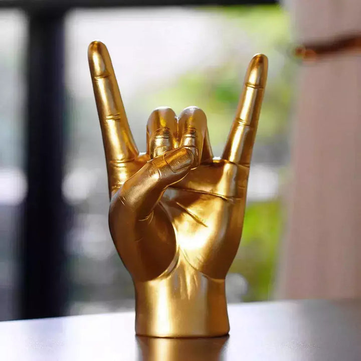 Vilead Resin Rock and Roll Gesture Hand Figurines Devil Horns Sculpture Home Decoration Accessories Shelf Tabletop Decor Pop Art | Designix -     - https://designix.fr/