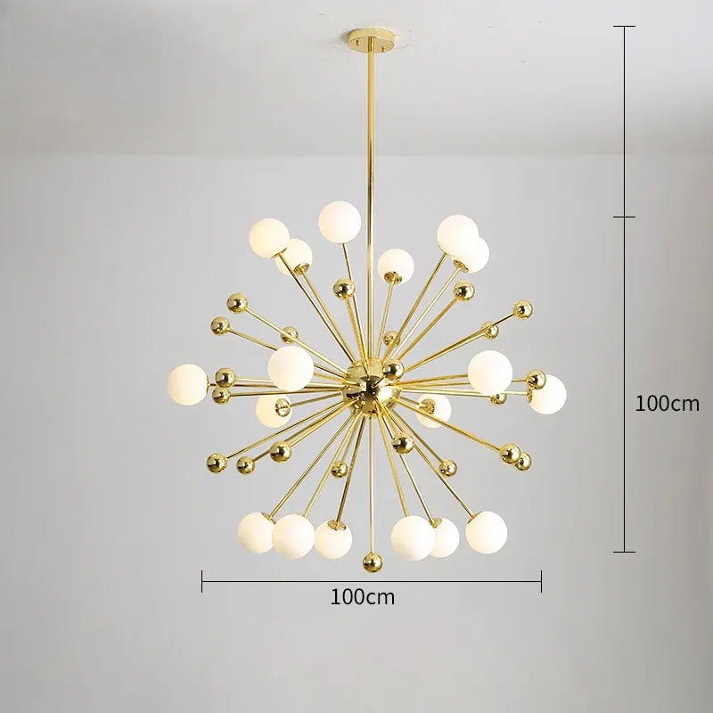 Luminaire Suspension Boule Design | Sphère Éclatante | Designix - Lustre 18 Lampes Blanc Chaud  - https://designix.fr/