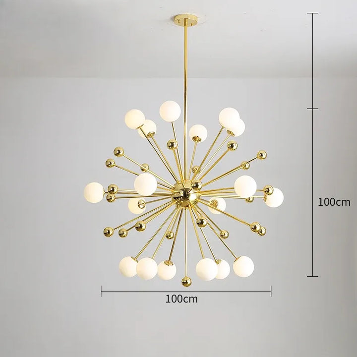 Luminaire Suspension Boule Design | Sphère Éclatante | Designix - Lustre 18 Lampes Blanc Chaud  - https://designix.fr/