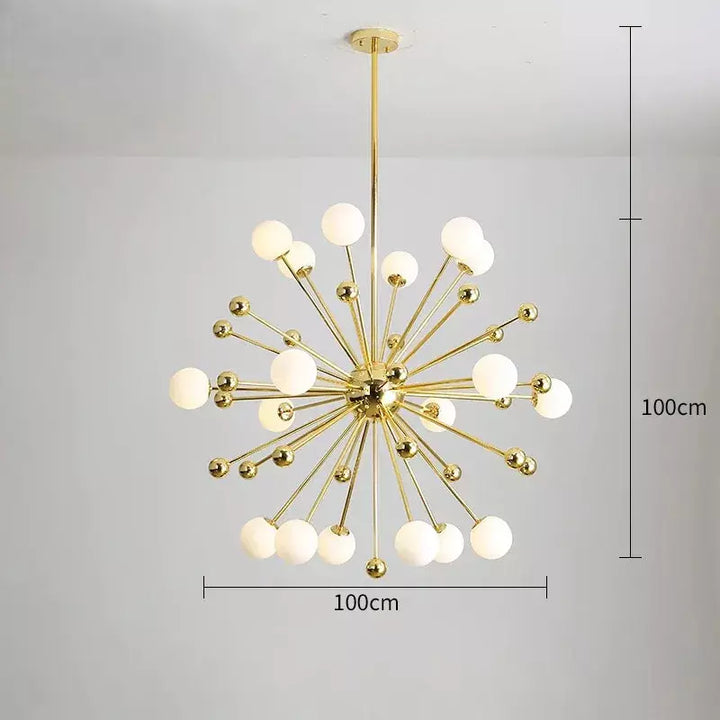 Luminaire Suspension Boule Design | Sphère Éclatante | Designix - Lustre 18 Lampes Blanc Chaud  - https://designix.fr/