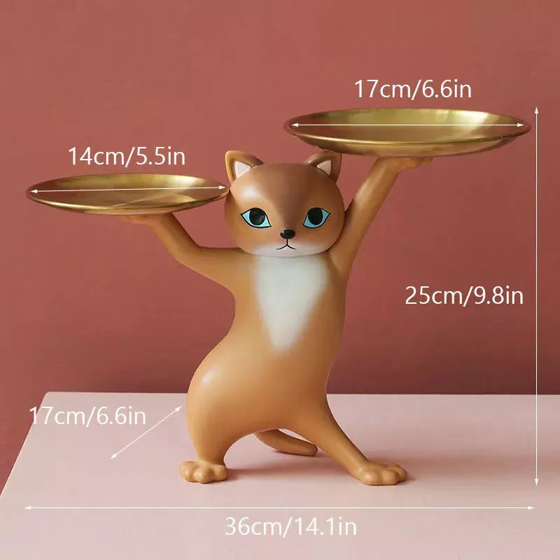 Vilead Resin Creative Cat Figurines Storage Tray Key Holder Animal Model Statue Home Living Room Porch Ornaments Decoration Gift | Designix -  D   - https://designix.fr/