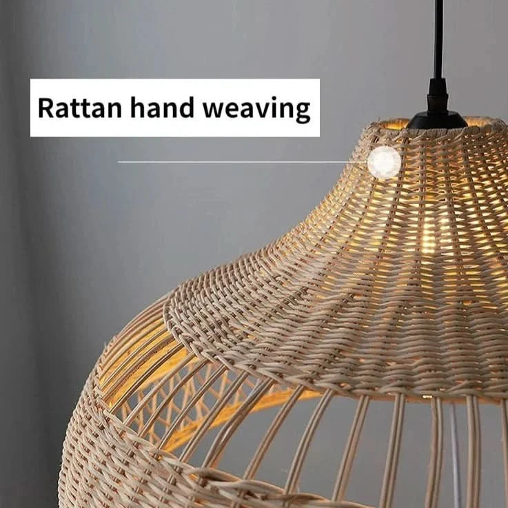 Lustre design en rotin clair | Designix - Luminaire - https://designix.fr