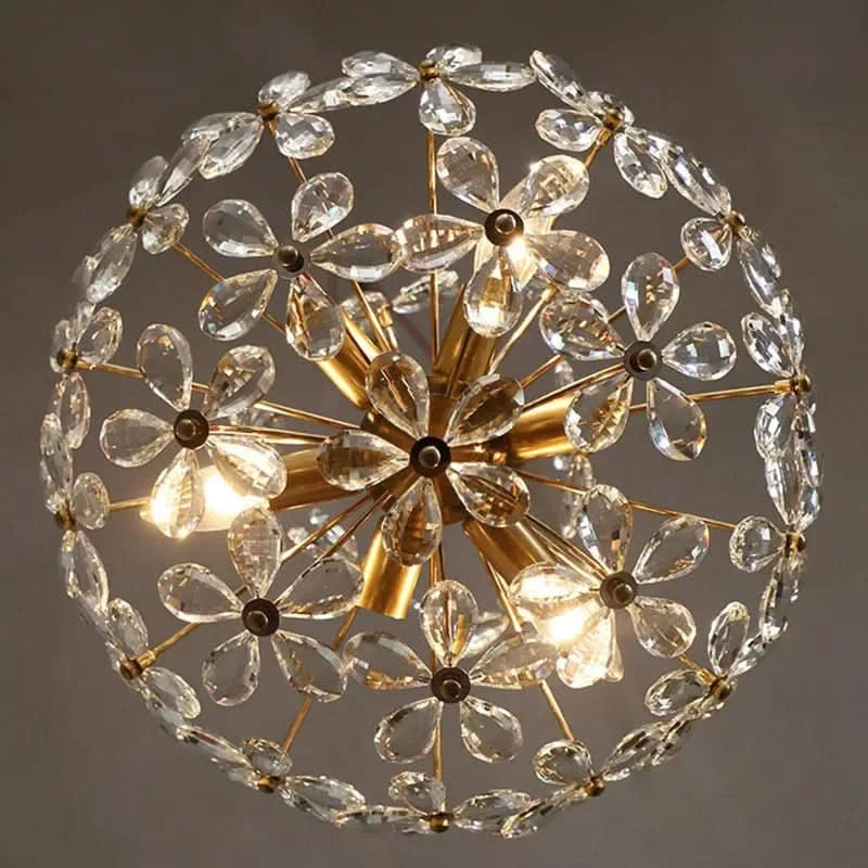 lustre plafond rétro fleur cristal led luxe décoration | Designix - Luminaire - https://designix.fr