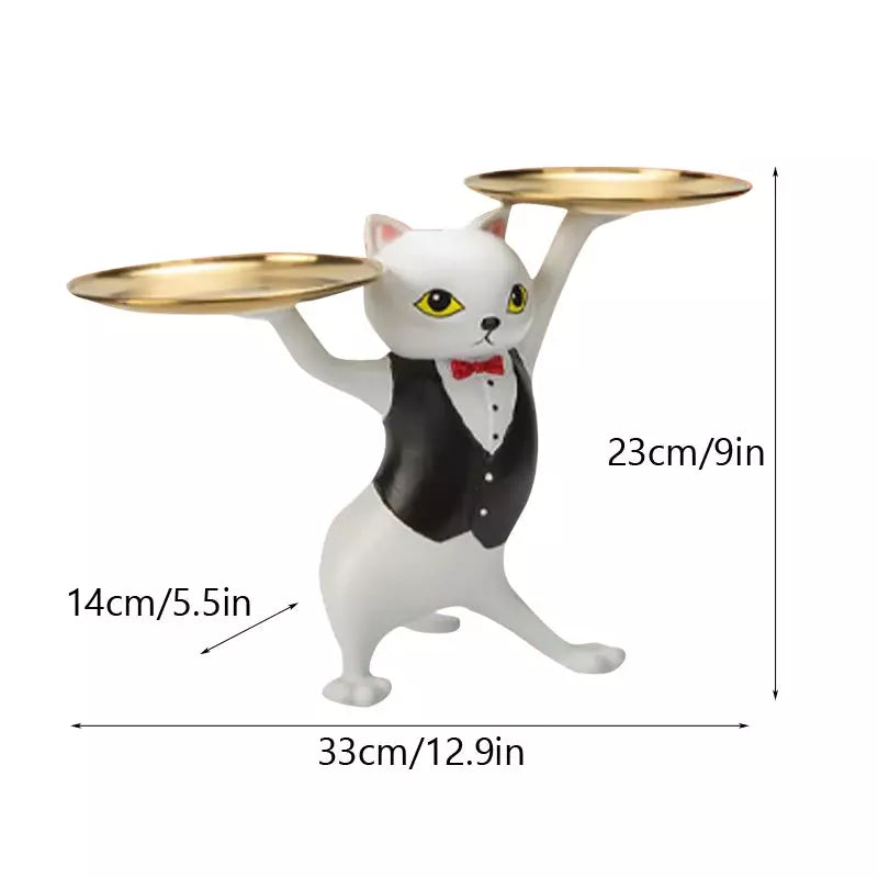 Vilead Resin Creative Cat Figurines Storage Tray Key Holder Animal Model Statue Home Living Room Porch Ornaments Decoration Gift | Designix -  A   - https://designix.fr/