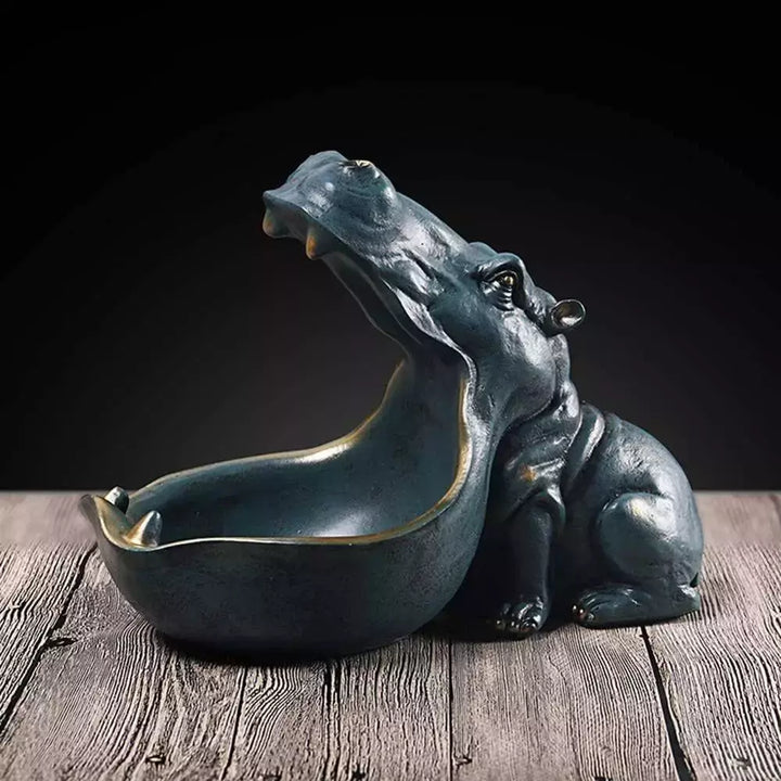 Resin Hippo Statue Sculpture Figurine Key Candy Storage Ornaments Container Decoration Home Table Decoration Accessories Gift | Designix -     - https://designix.fr/