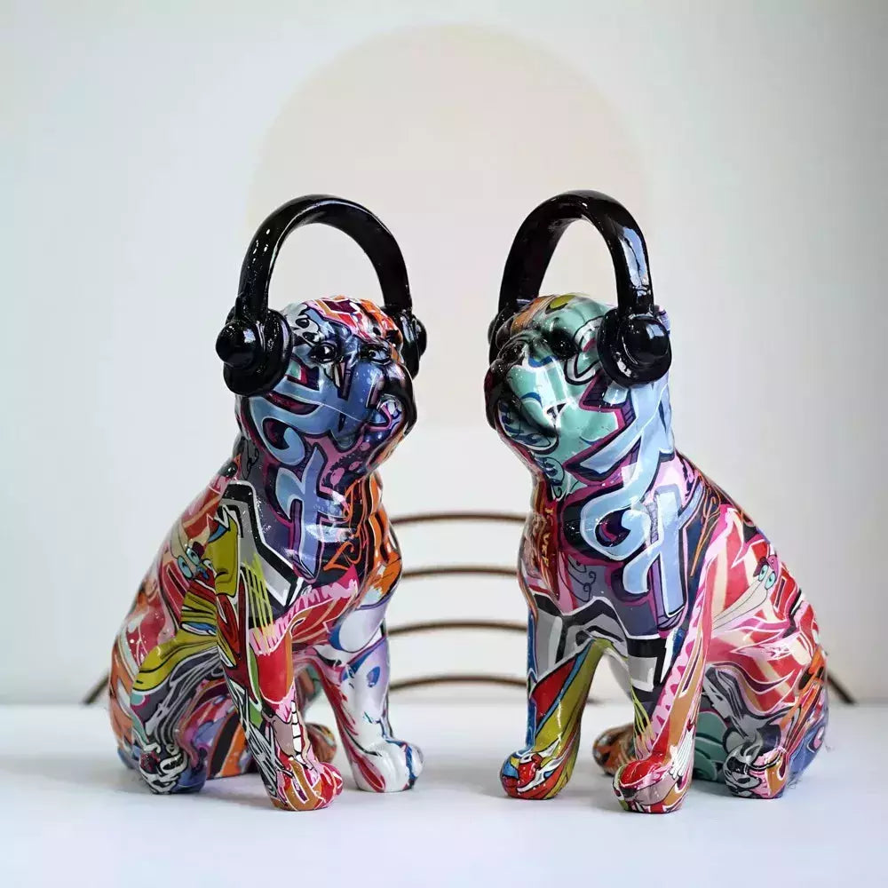 Vilead Graffiti Dog Sculptures Colorfull Bulldog Statue Pop Modern Art Figurines Home Interior Shelf Rack Decoration Accessories | Designix -     - https://designix.fr/