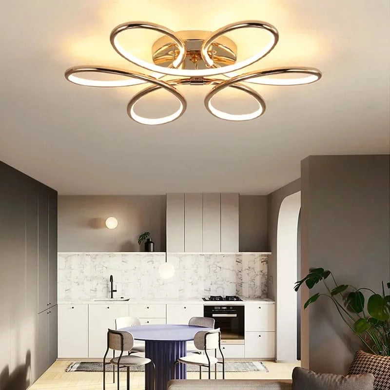 Lustre plafond LEDs aluminium doré décoration | Designix - Luminaire - https://designix.fr