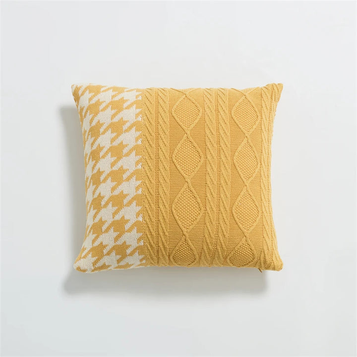 REGINA Nordic Houndstooth Knitted Cushion Cover For Sofa Bed Couch Chair Floor Tatami Soft Fluffy Cotton Fall Pillow Case Cover | Designix - Coussin yellow 450mm*450mm  - https://designix.fr/