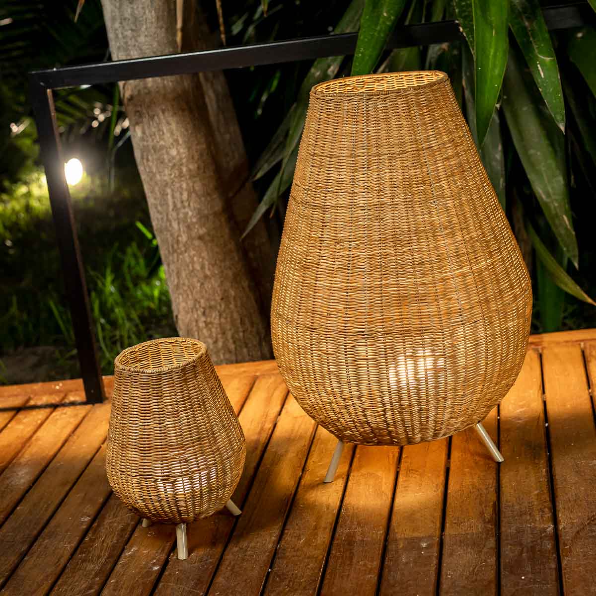 Lampe à poser sans fil Saona 30 en fibres naturelles