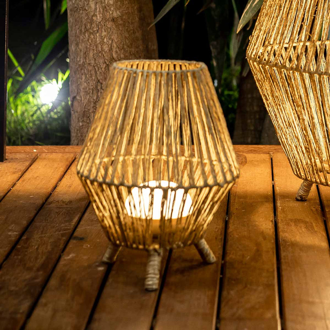 Lampe à poser sans fil Sisine 30 en fibres naturelles