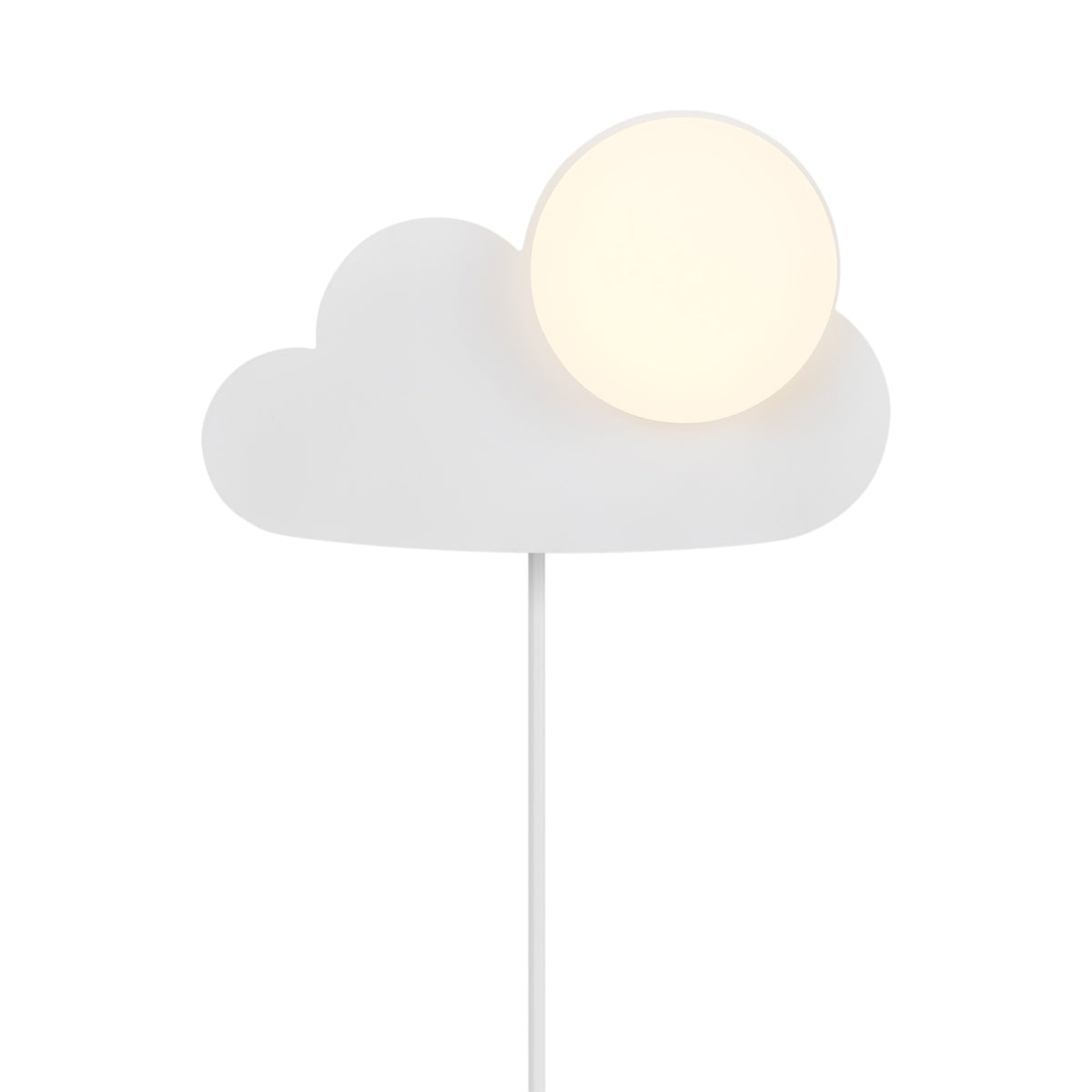 Vue de face rapprochée du nuage blanc et de son globe allumé