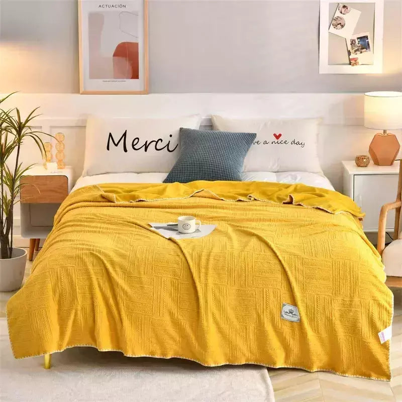 Couverture légère en velours de lait | Designix -  Jaune 100x150cm CHINE - https://designix.fr/