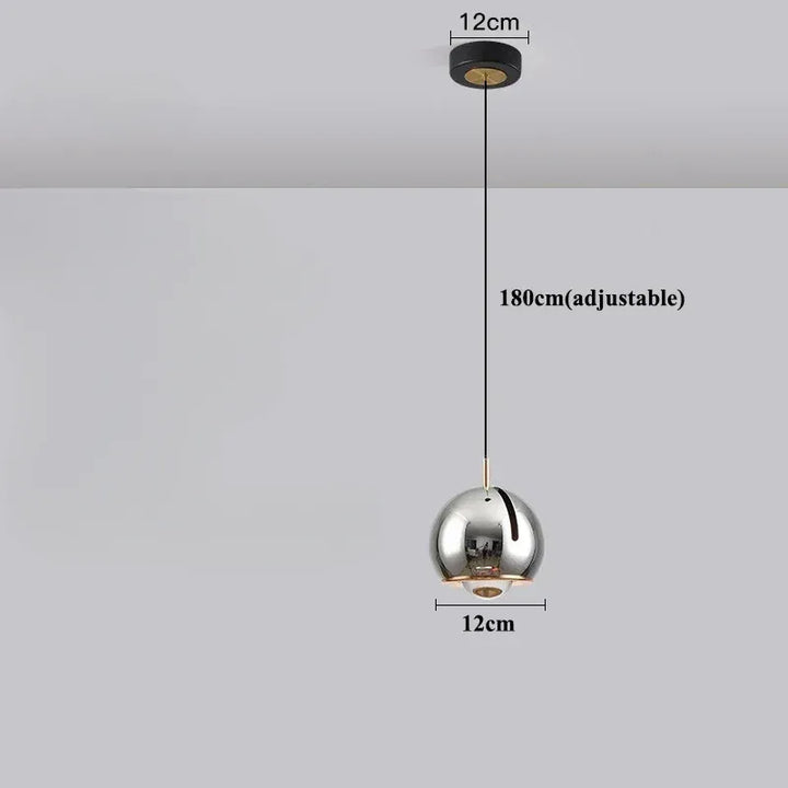 Luminaire Suspension Boule Réglable | Éclat Moderne | Designix - Suspension luminaire Argenté | Socle Rond Tactile  - https://designix.fr/