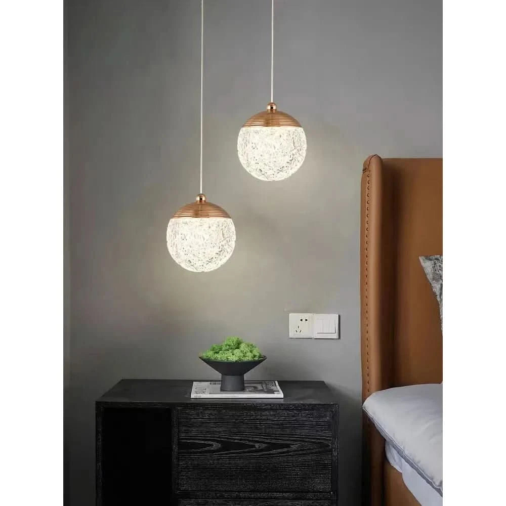 Round Ball Acrylic LED Pendant Light Nordic Indoor Lighting Living Room Decor Dining Tables Bedside Bedroom Hanging Lamp | Designix -     - https://designix.fr/