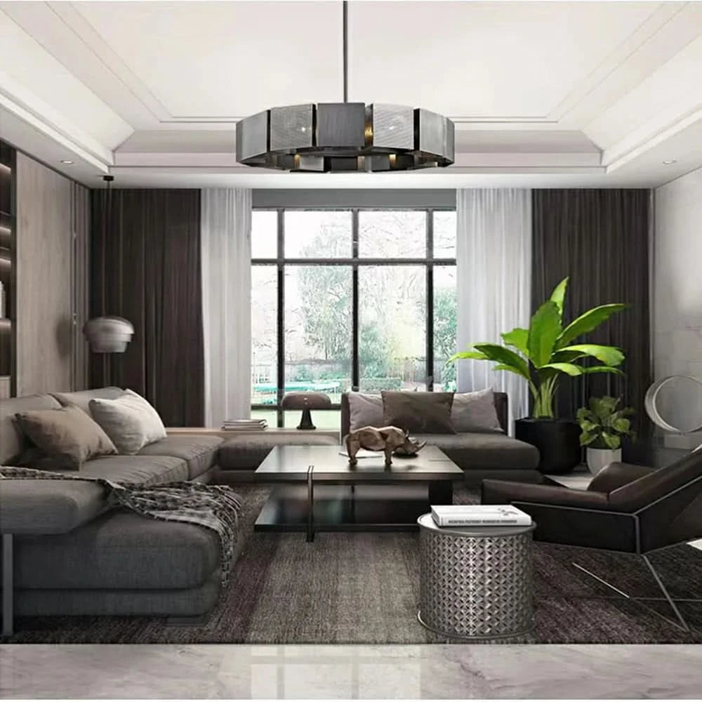 Lustres de plafond en métal noir de Style industriel nouvelle lampe suspendue LED postmoderne pour plafond décor à la maison Lustre pour salon | Designix - Luminaire - https://designix.fr