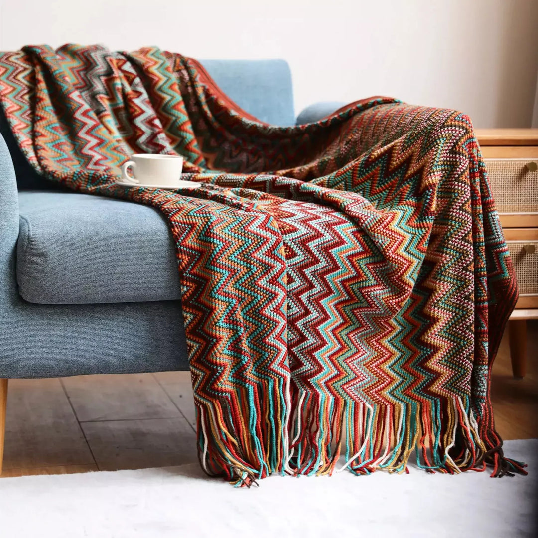 plaids indiens vintage | Designix -  Boho red 127x180cm  - https://designix.fr/