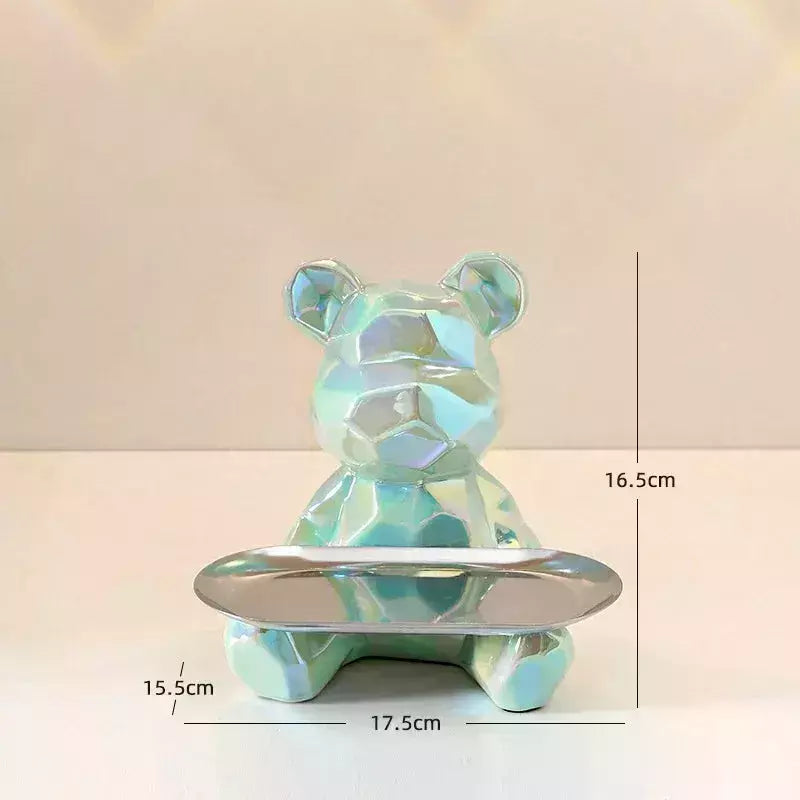 Ceramic Geometric Bear Ornament Coin Bank Home Living Room Desktop Remote Control Key Storage Tray Decorative Statue Gift | Designix -  D   - https://designix.fr/